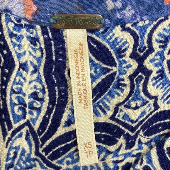 Free People Wild Flower Fields Bohemian Blouse / Tunic Long Sleeve Button Front - Picture 10 of 15